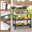 Casart Rolling Bar Cart Movable Pizza Oven Stand with Flip-up Table 7