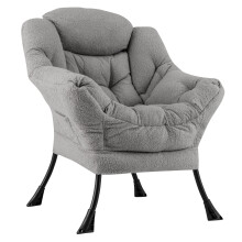 Large Lazy Chair Sherpa Sofa Chair with Cozy Head Pillow Upholstered Accent Chair