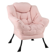 Large Lazy Chair Sherpa Sofa Chair with Cozy Head Pillow Upholstered Accent Chair