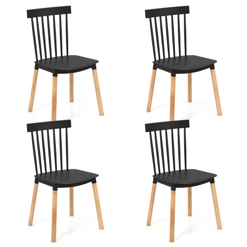 Casart Set of 4 Windsor Dining Chairs Armless Kitchen Side Chairs with Spindle Backs