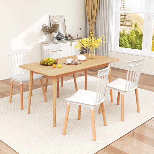 Casart Set of 4 Windsor Dining Chairs Armless Kitchen Side Chairs with Spindle Backs 2