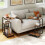 Casart Set of 2 C-shaped Side Table Mobile Sofa Table w/ Shelves-Brown 2