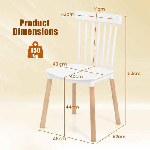 Casart Set of 4 Windsor Dining Chairs Armless Kitchen Side Chairs with Spindle Backs 1