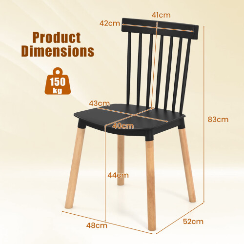 Casart Set of 4 Windsor Dining Chairs Armless Kitchen Side Chairs with Spindle Backs 1