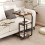 Casart Set of 2 C-shaped Side Table Mobile Sofa Table w/ Shelves-Brown 5