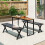 Casart Outdoor Rectangle Console Table Patio Side Table w/Metal Frame-Brown 5
