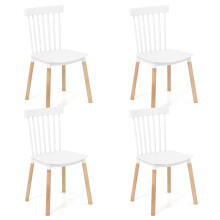 Set of 4 Windsor Dining Chairs Armless Kitchen Side Chairs with Spindle Backs