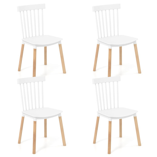 Casart Set of 4 Windsor Dining Chairs Armless Kitchen Side Chairs with Spindle Backs