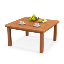 Patio Coffee Table Outdoor Solid Wood Side Table with Slatted Tabletop