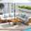 Casart Patio Coffee Table Outdoor Solid Wood Side Table with Slatted Tabletop 5