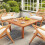 Casart Patio Coffee Table Outdoor Solid Wood Side Table with Slatted Tabletop 6