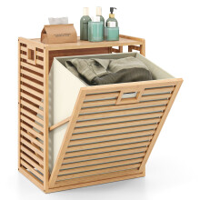Tilt-out Laundry Hamper 68 L Bamboo Laundry Basket with Removable Fabric Bin