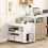 Casart Side End Table 3-Tier Bookshelf Rolling Nightstand w/ Wheels-White 4