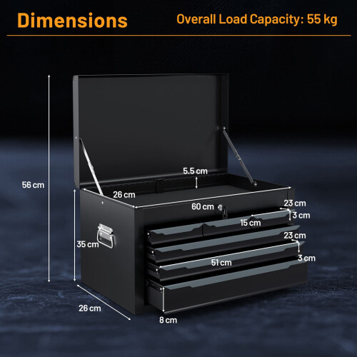 Casart Steel Tool Box Tool Chest Case with 6 Drawers & Top Storage-Black 1