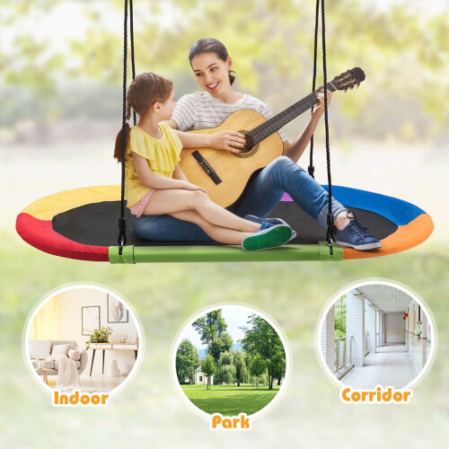 Casart Oval Swing 150 x 80 cm Tree Swing with 100-160 cm Adjustable Heights-Multicolor 2