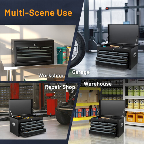 Casart Steel Tool Box Tool Chest Case with 6 Drawers & Top Storage-Black 2