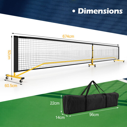 Casart Portable Pickleball Net 22FT Regulation Size Pickle Ball Net-Black 1