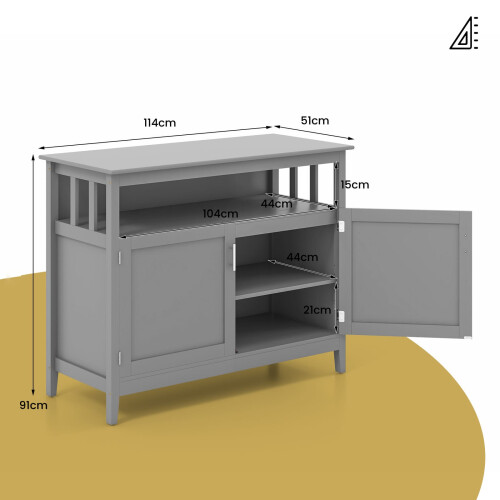 Casart Modern Storage Cabinet Kitchen Buffet Server Sideboard w/ Shelf-Grey 1