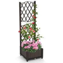 Raised Garden Bed Plastic Outdoor Planter w/ Self-Watering System-Coffee