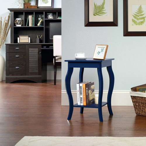 Casart Set of 2 End Table Bedside Table with Open Storage Shelf 2