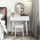 Casart Vanity Table Set with Lighted Mirror & 3 Color Lighting Modes-White 3