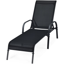 Patio Chaise Lounge Chair Outdoor Adjustable Folding Recliner-Black