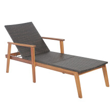 Patio Chaise Lounge Chair Outdoor Rattan Recliner w/ 4-Level Adjustable Backrest