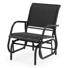 Swing Glider Chair Outdoor Rocking Chair w/ Study Metal Frame-Black