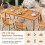 Casart Outdoor Wooden Long Dining Table 170 x 90cm Rectangular Patio Table with Umbrella Hole 4