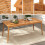 Casart Outdoor Wooden Long Dining Table 200 x 90cm Rectangular Patio Table with Umbrella Hole 7