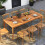 Casart Outdoor Wooden Long Dining Table 200 x 90cm Rectangular Patio Table with Umbrella Hole 6