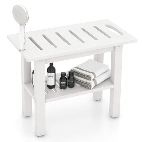 Casart Shower Bench for Inside Shower Waterproof HDPE Bath Stool-White