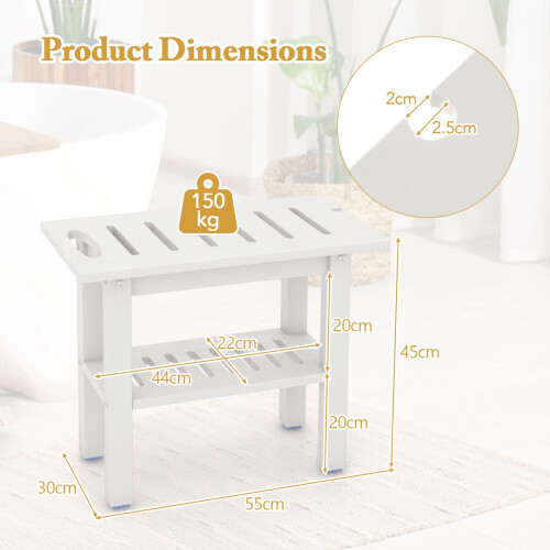 Casart Shower Bench for Inside Shower Waterproof HDPE Bath Stool-White 1