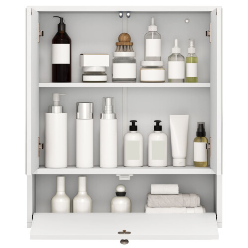 Casart Wall-Mounted Bathroom Cabinet with Mirror Double Door Storage Cabinet