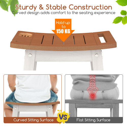Casart Shower Bench Seat HIPS Shower Stool w/ Handle & Shower Head-Brown 2