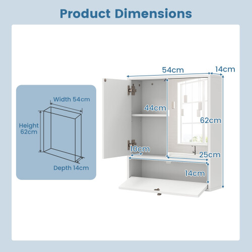 Casart Wall-Mounted Bathroom Cabinet with Mirror Double Door Storage Cabinet 1