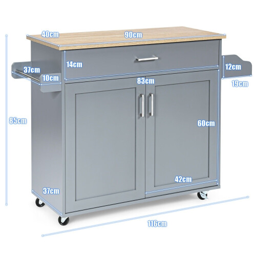 Casart Kitchen Island Cart Rolling Storage Trolley Cart w/ Lockable Rubber Casters 1