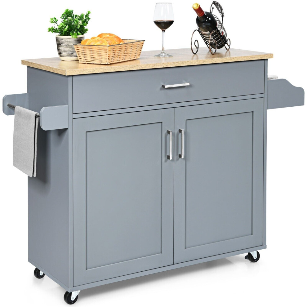 Kitchen Island Cart Rolling Storage Trolley Cart w/ Lockable Rubber Casters