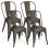 Casart Set of 4 Stackable Dinning Chairs Industrial Metal Bar Stools w/ Removable Backrest 1