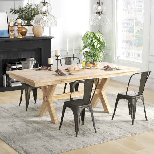 Casart Set of 4 Stackable Dinning Chairs Industrial Metal Bar Stools w/ Removable Backrest 1