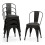 Casart Metal Dining Chair Set of 4 Indoor Stackable Kitchen Chairs-Black Grey 1