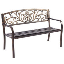 Patio Garden Bench Weatherproof Cast Iron & Steel Porch Loveseat