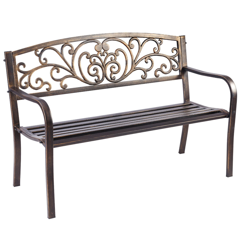 Casart Patio Garden Bench Weatherproof Cast Iron & Steel Porch Loveseat