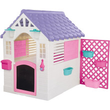 Dolu Pink Garden Playhouse with Fence & Electronic Doorbell – Durable Outdoor Kids House for Ages 2+, Encourages Social Play