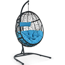 Rattan Egg Swing Chair w/ Stand Indoor Outdoor Hanging Basket Chair