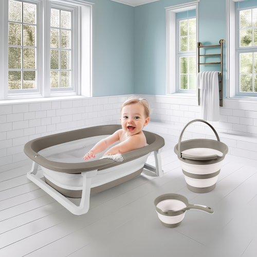 Dolu Dolu Foldable Triple Baby Bath Set - Grey