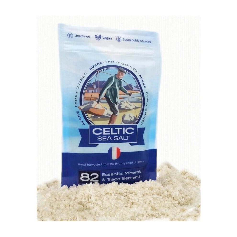 Celtic Sea Salt Premium 150 - 100% Natural, Organic, Light Grey Coarse, Hand-Harvested In Brittany, Mineral-Rich & Unrefined