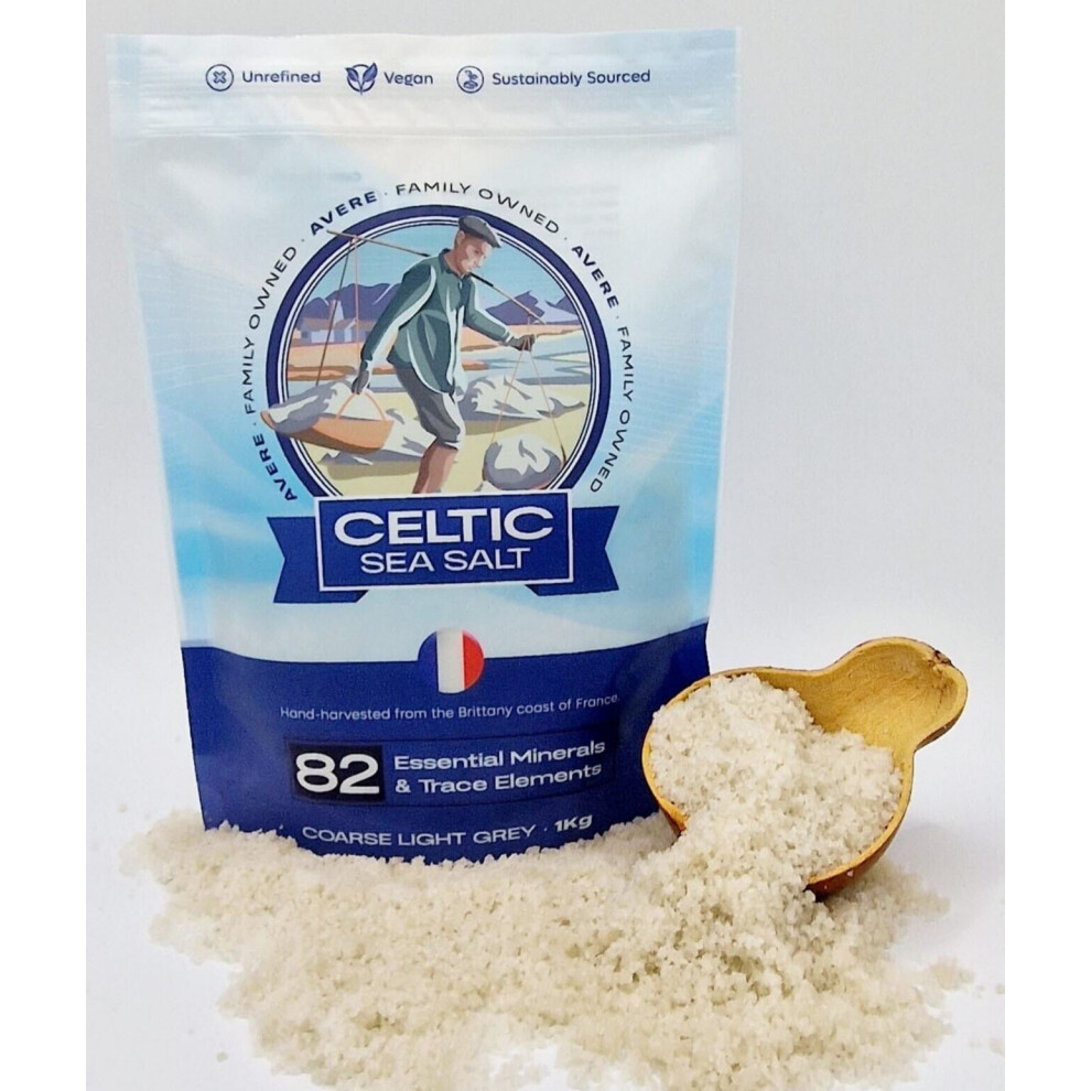 Alivo Celtic Sea Salt 1Kg – Light Grey Coarse, 100% Natural & Organic, Hand-Harvested In France, Rich In 82+ Trace Minerals