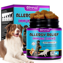 Oimmal Dog Allergy & Itchy Skin Relief Treats – Immune Support Chews with Duck Flavour – 30 Natural Supplements