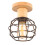 Retro E27 Eisen Holz Deckenlampe Runde Käfig Deckenleuchte Moderne Deckenlampe Für Eingangsbereich Flur Schwarz 1